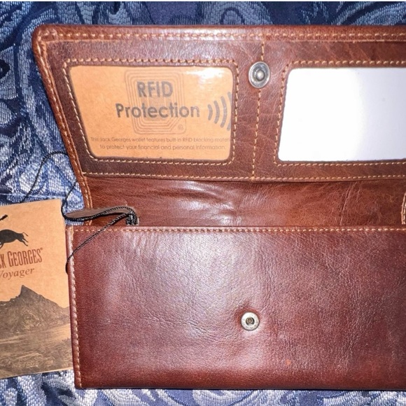 JACK GEORGES  Voyager Brown Leather Clutch Wallet NWT RFID Protected - Picture 4 of 12